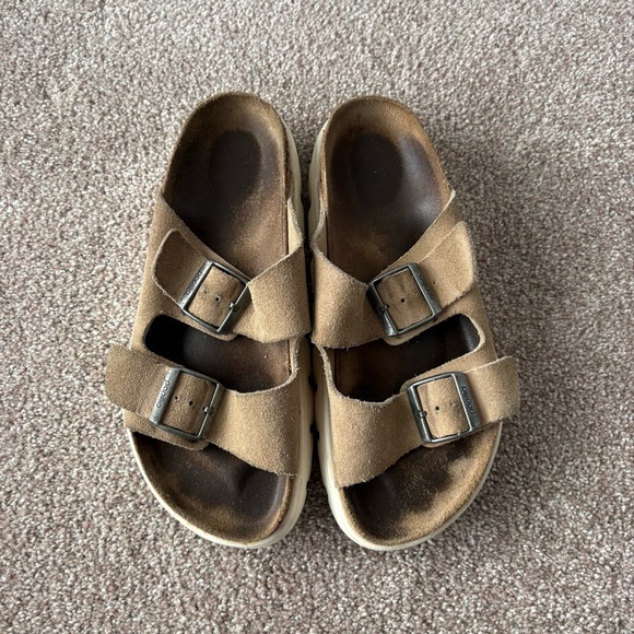 Papillio Birkenstock Women's Arizona Chunky Suede Platform Sandals Warm Sand 39 - Picture 3 of 7